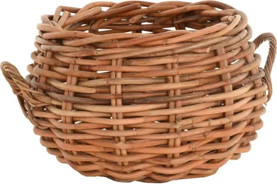 Zdjęcie produktu dla KRINES HOME Kosz do sadzenia wykonany z wytrzymałego naturalnego rattanu z uchwytami XL - materiał o grubości palca / sadzarka wykonana z nieobrobionego rattanu / średnica ok. 62 cm otwór ok. 40 cm