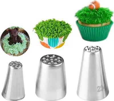Produktbild von Grasförmige Edelstahl-Spritztüllen für Torten, Fondant und Cupcakes