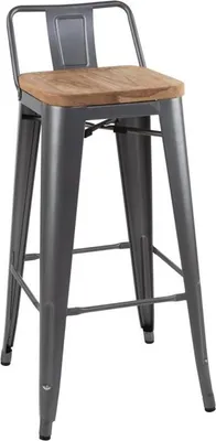 Obrázek produktu pro Vysoká barová židle Bolero Bistro s dřevěným sedákem, šedá (4 kusy)