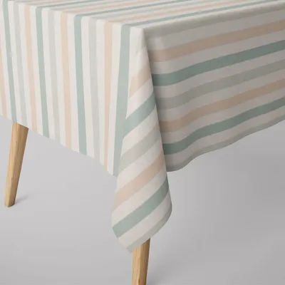 Produktbild von SCHÖNER LEBEN. Tischdecke Pastell Streifen Querstreifen ecru mintgrün Größe 130x260cm