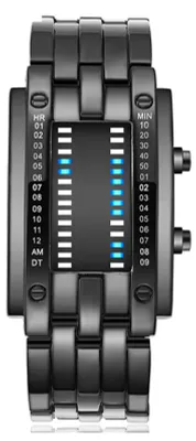Produktbild von Binäre Matrix blaue LED-Digitaluhr für Herren und Damen, klassisch, modisch, Zukunftstechnologie