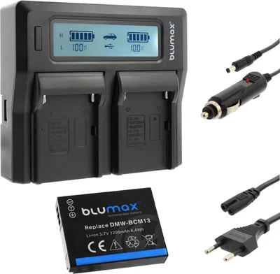 Produktbild von 1x Akku + Lader für Panasonic DMW- BCM13  DMC-FT5 TZ41 TZ71 ZS30 1200 mAh