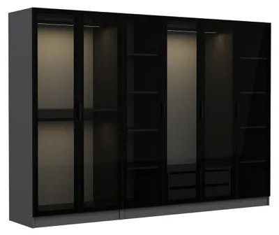 Produktbild von Nogaro - Großer Kleiderschrank, 270x210h cm Anthrazit, Kleiderstange