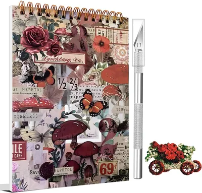 Obrázek produktu pro Sada samolepek pro scrapbooking, více než 1000 kusů, vintage samolepky pro bullet journal, 50 listů, kvalitní washi páska, červená
