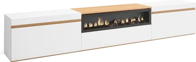 Immagine prodotto di COZY Mobile TV Soggiorno, 260x35x45cm, Camino elettrico, Bianco e Rovere soft