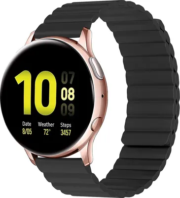 Produktbild von Strap-it Samsung Galaxy Watch Active Magnetisches Silikonarmband (Schwarz)