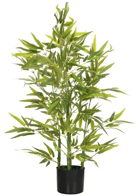 Image de HOMCOM Bambou artificiel grand format 90 cm, plante artificielle en pot pour le salon, vert