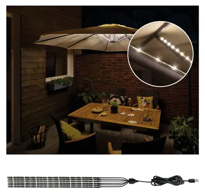 Image de Éclairage mobile USB LED pour parasol 3000K, 6 pièces