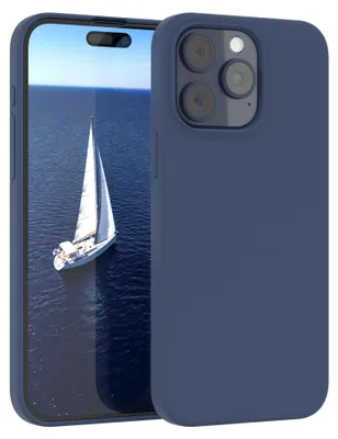 Produktbild von EAZY CASE Silikonhülle für Apple iPhone 15 Pro Max Silikon Backcover Schutz in Blau