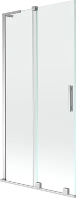 Produktbild von Mexen Velar L Badewannenfaltwand 2-flügelig verschiebbar 95 x 150 cm, transparent, Chrom - 896-095-003-01-01