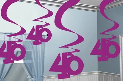 Produktbild von 5 Swirl Girlanden 40. Geburtstag "Pink Shimmer"