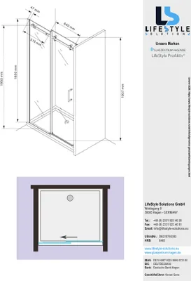 Obrázok produktu pre Sklenené dvere do sprchy, posuvné, rozmer 120x195 cm, sklo ESG