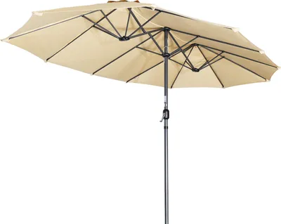 Produktbild von Angel 270 X 460 cm Aluminium Doppelsonnenschirm Marktschirm Gartenschirm Terrassenschirm Sonnenschutz UV50+,Beige