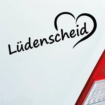 Produktbild von Auto Aufkleber Lüdenscheid Herz Stadt City Liebe Love 19,5x8 cm Schwarz Glanz Sticker Heckscheibenaufkleber