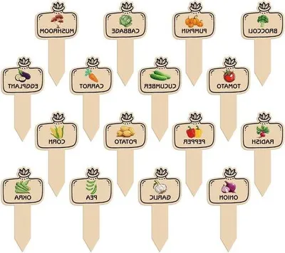 Productafbeelding van Houten plantlabels - Set van 16 stuks - Buiten- en binnenaccessoires voor de tuin, geschikt voor sierplanten en groenten