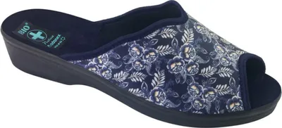 Produktbild von Damenhausschuhe ADANEX bio 29182 blau mit Blumen
