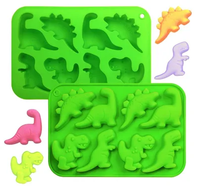 Obrázok produktu pre Silikónové formy na dinosaury, 2 kusy, vhodné na výrobu čokoládových pralink, sladkostí, želé, ľadových kociek a mydla