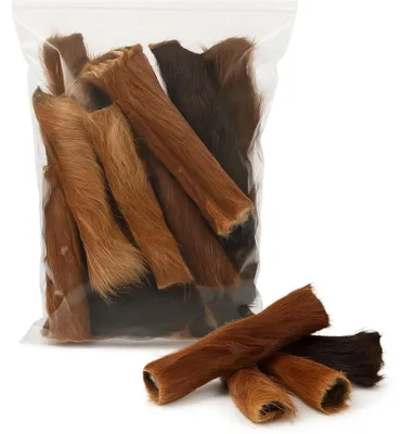 Produktbild von Pferdehaut getrocknet mit Fell 1 Kg Hundesnack Kausnack Hundeleckerlie getreidefrei für Hunde natürlich ohne Zusätze