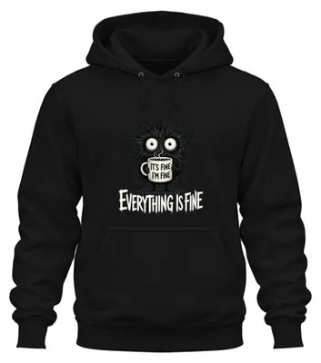 Imagen del producto de Sudadera con capucha "Está bien, estoy bien, todo está bien", sarcasmo, color negro, talla XL