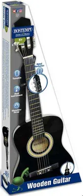 Produktbild von Bontempi 22 9210 - Klassische Holz Gitarre mit 6 Saiten, Schwarz, 92 cm