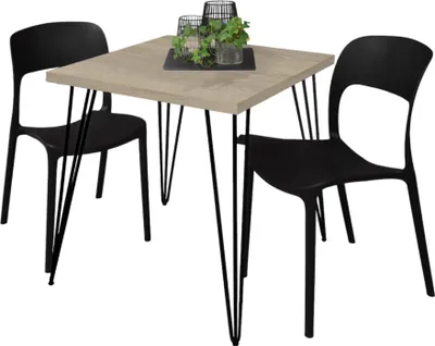 Obrázek produktu pro Barový stůl Eirena 70x70x75 černý matný/dub 14485