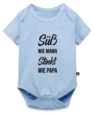 Produktbild von Spreadshirt Süß Wie Mama Stinkt Wie Papa Humor Kurzarm Tages Baby Body, 80 (9-12 M.), Hellblau