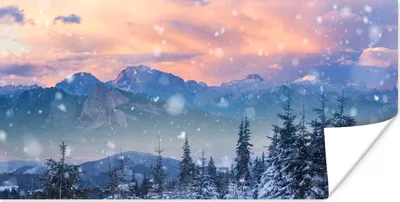 Produktbild von MuchoWow® Poster Schnee - Himmel - Wald - Winter 40x20 cm - Poster für die Wand - Poster Schlafzimmer