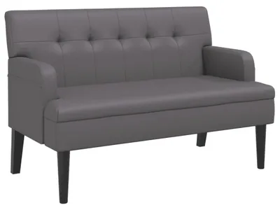Zdjęcie produktu dla vidaXL Ławka z oparciem szara 112x65,5x75 cm imitacja skóry