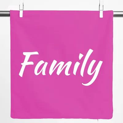 Produktbild von Huuraa Kissenbezug Family Schriftzug 40x40cm Fuchsia Baumwolle Dekokissenbezug Geschenkidee