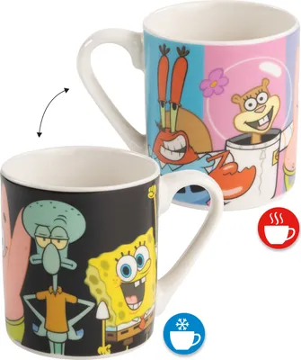 Produktbild von Spongebob Schwammkopf Zaubertasse für Kinder - Kindertasse Becher Kinderbecher Tasse aus Keramik Farbwechseltasse 230 ml