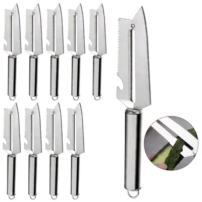Produktbild von 10er Edelstahl Schäler Set Gemüseschäler Multifunktion Sparschäler Küchenhelfer Kartoffelschäler Obstschäler 31cm für Küche Haushalt