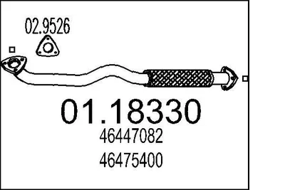 Produktbild von MTS Abgasrohr Auspuffrohr für FIAT BRAVO I (182) Vorne 01.18330
