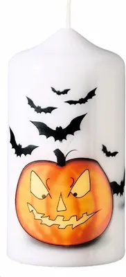 Produktbild von Kerze Halloween "Fledermäuse/Kürbis" 120 x Ø 60 mm