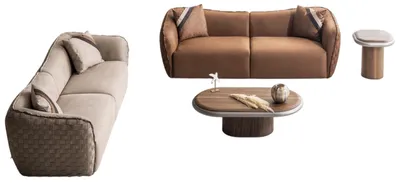 Immagine prodotto di Elegante set di mobili con due divani, tavolino da caffè e tavolino di servizio