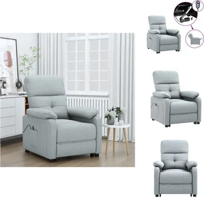Zdjęcie produktu dla vidaXL Fotel Relax elektryczny jasnoszary materiał - Fotel