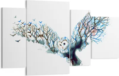 Produktbild von Bild auf Leinwand - Leinwandbild - Eule wild Wald Flug - 120x70cm - Wand Bild - Wanddeko - Leinwanddruck - Bilder - Kunstdruck - Wanddekoration - Leinwand bilder - Wandkunst - DL120x70-3122