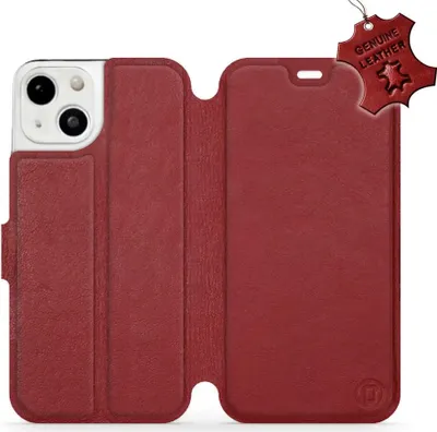 Produktbild von Echtleder Handyhülle für iPhone 13, Mobiwear Leather, Dunkelrot