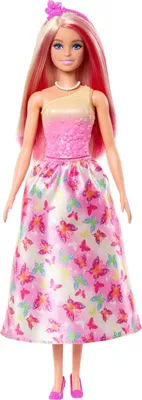 Produktbild von Barbie A Touch of Magic Royal-Puppe mit Haaren in Pink und Blond, Rock mit Schmetterlingsmuster und Zubehör, Modepuppe, Weiblich, 3 Jahr(e), Mädchen, 310 mm, 120 g