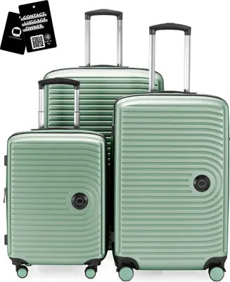 Produktbild von Hauptstadtkoffer MITTE - Gepäck-Set 3 Koffergrößen + digitaler Namensschild Gepäckanhänger, Reisetrolleys mit XL Erweiterung Kofferset Aufgabegepäck ,Mint