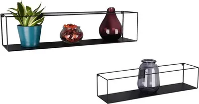 Produktbild von 2er Set Wandregale, Metall schwarz, verschiedene Größen