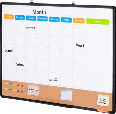 Produktbild von 36"x24" Monatskalender-Whiteboard & Korktafel-Kombination mit Aluminiumrahmen