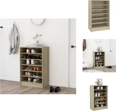 Image de vidaXL Armoire à chaussures Chêne Sonoma 60x35x92 cm Bois composite - Étagères et armoires à chaussures