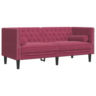 Image de Canapé Chesterfield avec traversins 2 places velours