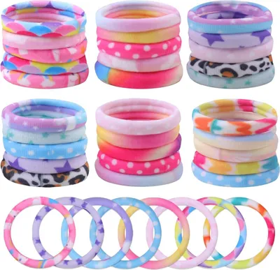 Produktbild von 30 Stück Bunte Haargummis Damen Nylon Elastisch, Mädchen Zopfgummis Lockiges Glattes Haar