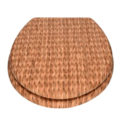 Produktbild von WC-Sitz mit Absenk-Automatik, Soft-Close, Universell passend, MDF Holz-Kern, ovale O-Form, EU-Größe, bis 120 kg