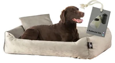Produktbild von Rohrschneider Hundebett Kuschelsofa Hund Weich + Hundekotbeutelset, Farbe:taupe, Größe:L