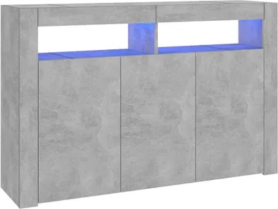 Produktbild von vidaXL Příborník s LED světly Betonová šedá 115,5x30x75 cm
