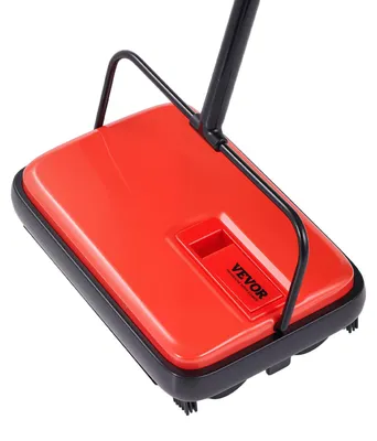 Produktbild von VEVOR Teppichkehrer, 20 cm Kehrbreite, Handkehrmaschine manuell ohne Strom, 300 ml Staubbehälter mit Kamm für Zuhause Büro Teppiche Holzoberflächen Parkett Laminat, reinigt Staub Tierhaare, Rot