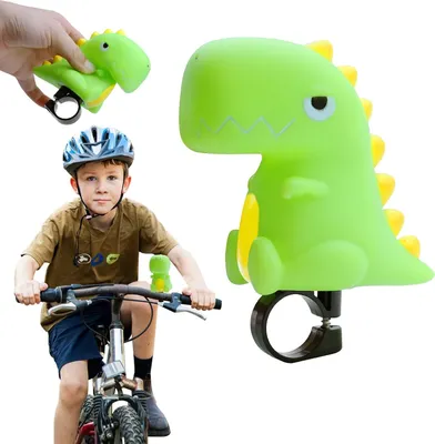 Produktbild von Fahrradklingel Kinder, Dinosaurier Design, Knopfhorn, fuer Fahrradfahren, Abenteuer und Spielen