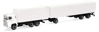 Produktbild von Herpa 320726 - 1:87 Scania 141 Planen-Hängerzug, weiß - Neu